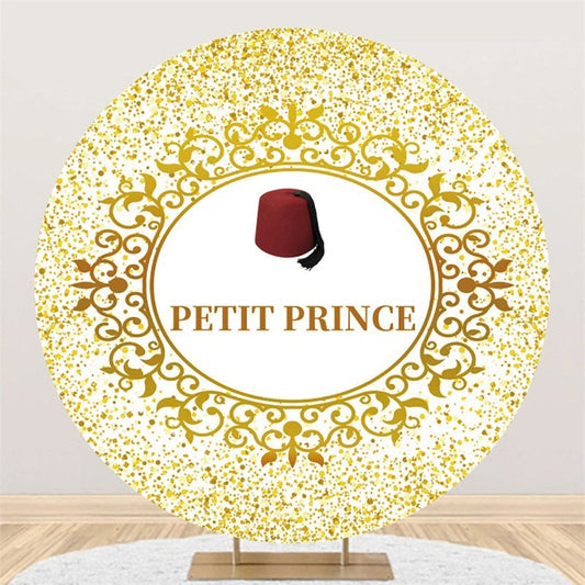 Lofaris Gold Glitter Petit Prince Round Baby Shower Backdorp