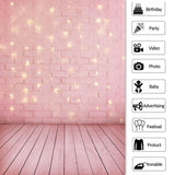 Load image into Gallery viewer, Lofaris Gold Glitter Pink Brick Floor Simple Birthday Backdrop