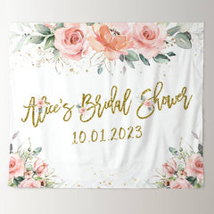 Lofaris Shiny Gold Light Pink Floral Adorable Bridal Shower Backdrop