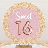 Load image into Gallery viewer, Lofaris Gold Glitter Pink Sweet 16th Birthday Party Backdrop