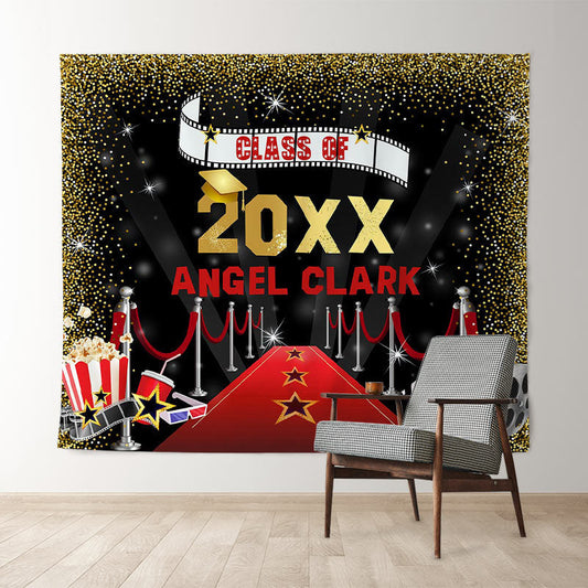 Lofaris Gold Glitter Red Carpet Black Class Of 2022 Backdrop