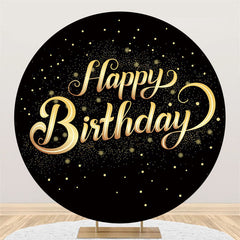 Lofaris Gold Glitter Round Black Backdorp For Happy Birthday