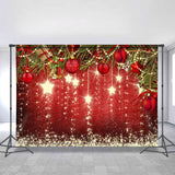 Load image into Gallery viewer, Lofaris Gold Glitter Star And Red Decoration Ball Chrismas Backdrop