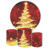 Load image into Gallery viewer, Lofaris Gold Glitter Tree Round Red Bokeh Chrismas Backdrop Kit