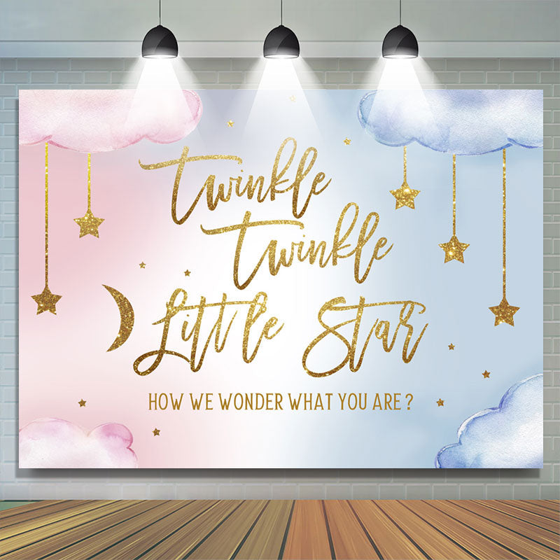 Lofaris Gold Glitter Twinkle Little Star Baby Shower Backdrop