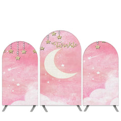 Lofaris Gold Glitter Twinkle Star Theme Pink Arch Backdrop Kit
