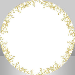 Lofaris Gold Glitter White Newborn Baby Shower Round Backdrop