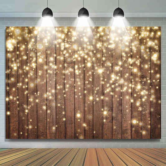Lofaris Gold Glitter Wood Bokeh Backdrop for Christmas Party