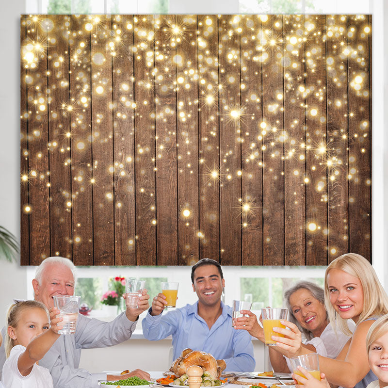 Lofaris Gold Glitter Wood Bokeh Backdrop for Christmas Party