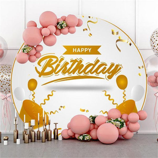 Lofaris Gold Horn Circle Happy Birthday Backdrop For Party