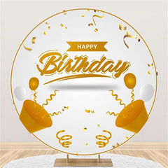 Lofaris Gold Horn Circle Happy Birthday Backdrop For Party