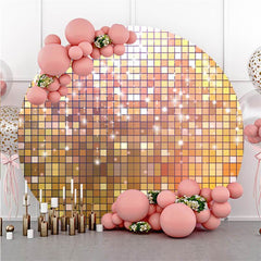 Lofaris Gold Lattice Glitter Custom Circle Birthday Backdrop