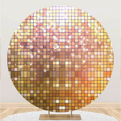 Lofaris Gold Lattice Glitter Custom Circle Birthday Backdrop