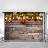 Load image into Gallery viewer, Lofaris Gold Light Star And Red Ball Wood Backdrop For Chrismas