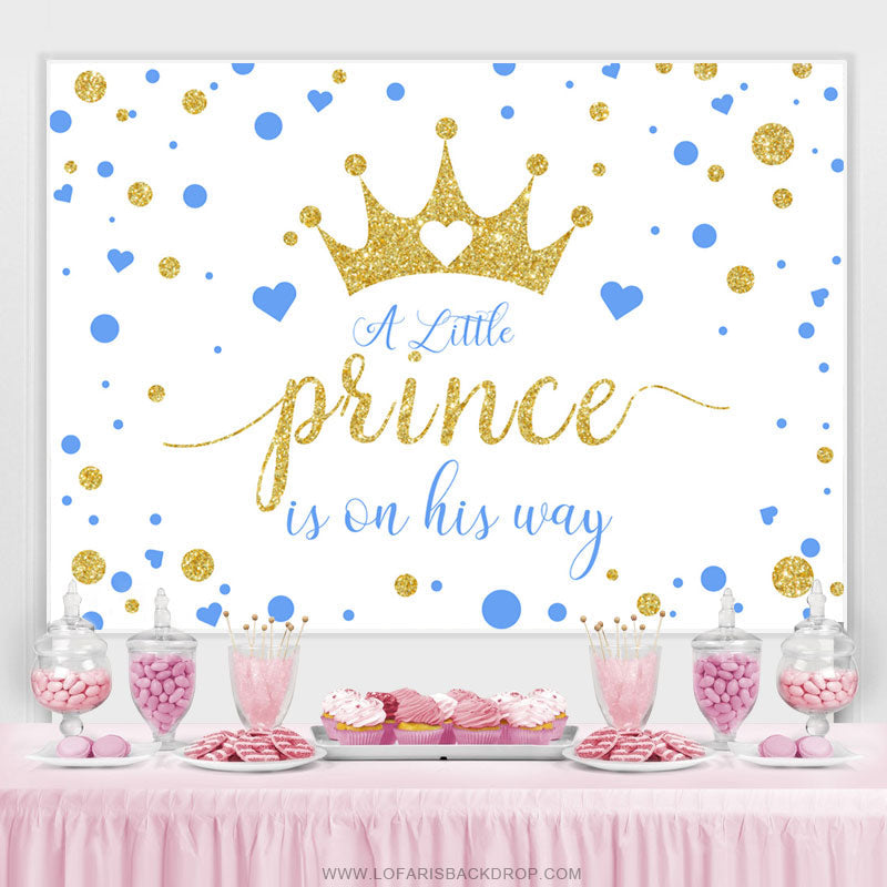 Lofaris Gold Little Prince Is On His Way Baby Shower Backdrop