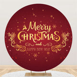 Load image into Gallery viewer, Lofaris Gold Merry Christmas And New Year Red Round Backdrop