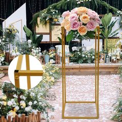 Lofaris Gold Metal Flower Display Columnn Floor Wedding Shelf