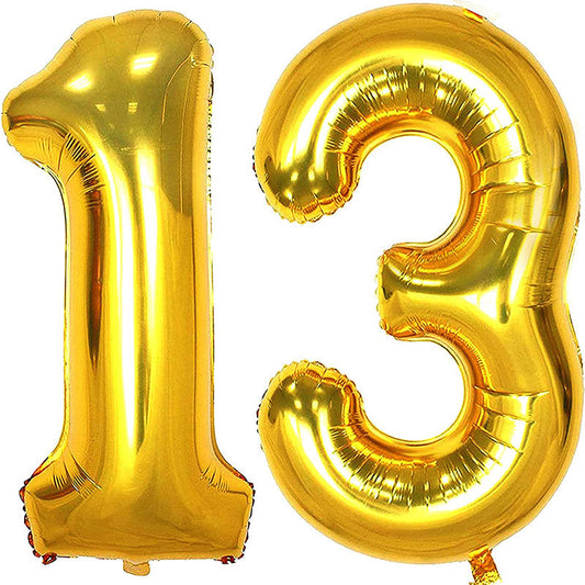 Lofaris Gold Number 13 Balloons 40 Inch DIY For Birthday Party Supplies
