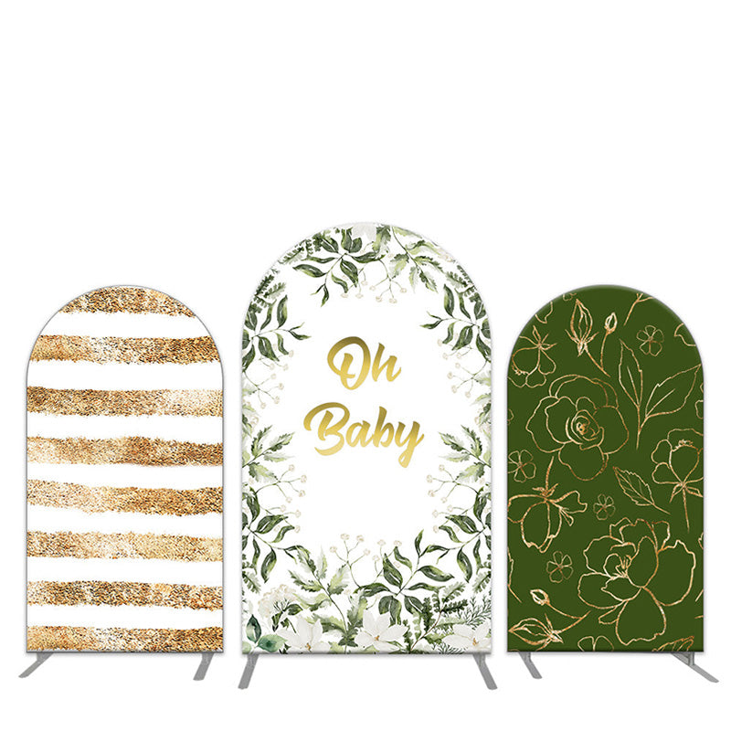 Lofaris Gold Oh Baby Boho Floral Gender Reveal Arch Backdrop Kit