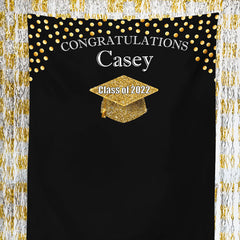 Lofaris Gold Personalized College Graduation Backdrop Banner