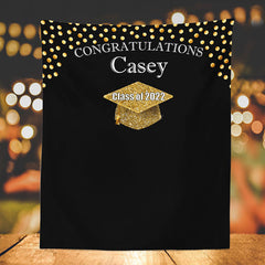 Lofaris Gold Personalized College Graduation Backdrop Banner