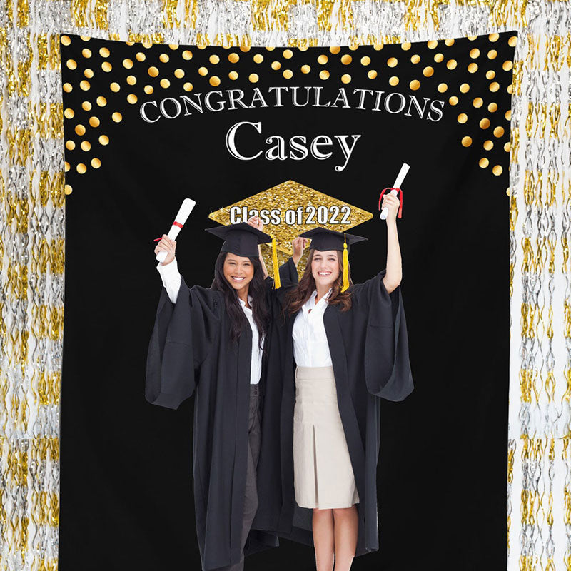 Lofaris Gold Personalized College Graduation Backdrop Banner