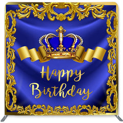 Lofaris Gold Royal Bule Crown Double-Sided Backdrop for Birthday