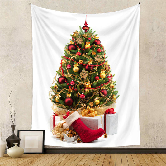 Lofaris Gold Snowflake Christmas Tree Family Wall Tapestry