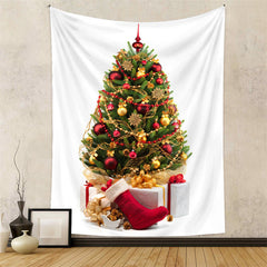 Lofaris Gold Snowflake Christmas Tree Family Wall Tapestry