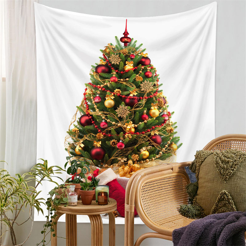 Lofaris Gold Snowflake Christmas Tree Family Wall Tapestry