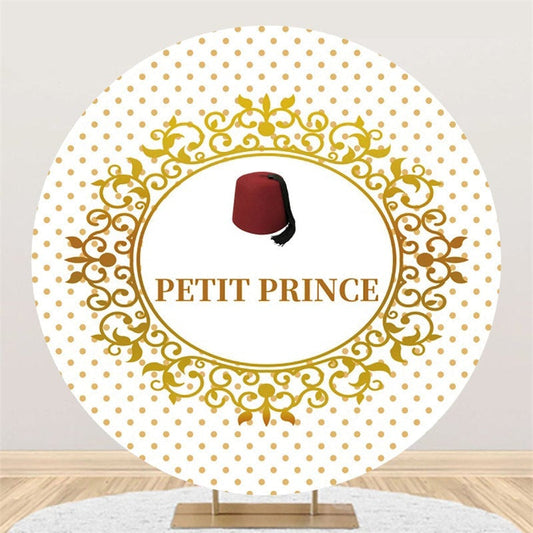 Lofaris Gold Spot And Petit Prince Round Baby Shower Backdrop