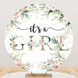Load image into Gallery viewer, Lofaris Gold Spot Floral Round Baby Shower Backdrop For Girl