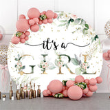 Load image into Gallery viewer, Lofaris Gold Spot Floral Round Baby Shower Backdrop For Girl