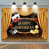 Load image into Gallery viewer, Lofaris Gold Stage Curtain Happy Birhtday Glitter Bokeh Backdrop