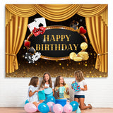 Load image into Gallery viewer, Lofaris Gold Stage Curtain Happy Birhtday Glitter Bokeh Backdrop