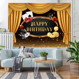 Load image into Gallery viewer, Lofaris Gold Stage Curtain Happy Birhtday Glitter Bokeh Backdrop