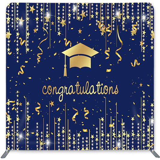 Lofaris Gold Star And Navy Double-Sided Backdrop for Graduate
