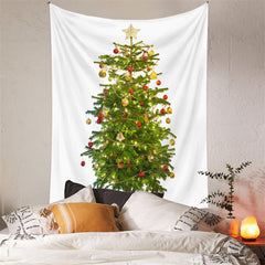 Lofaris Gold Star Balls Christmas Tree Tapestry Wall Hanging