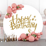 Load image into Gallery viewer, Lofaris Gold Star Round Happy Birthday White Backdrop For Party