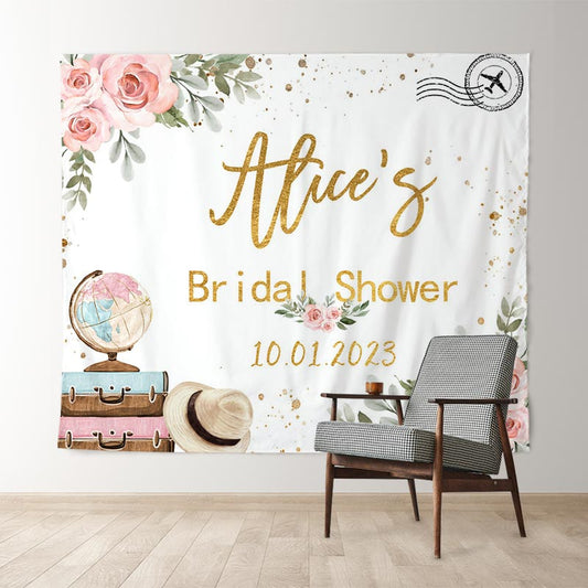 Lofaris Gold Traveling Air Plane Adorable Bridal Shower Backdrop