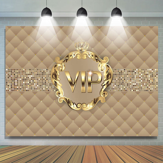 Lofaris Gold Vip With Crown Birthday Party Backdrop For Woman