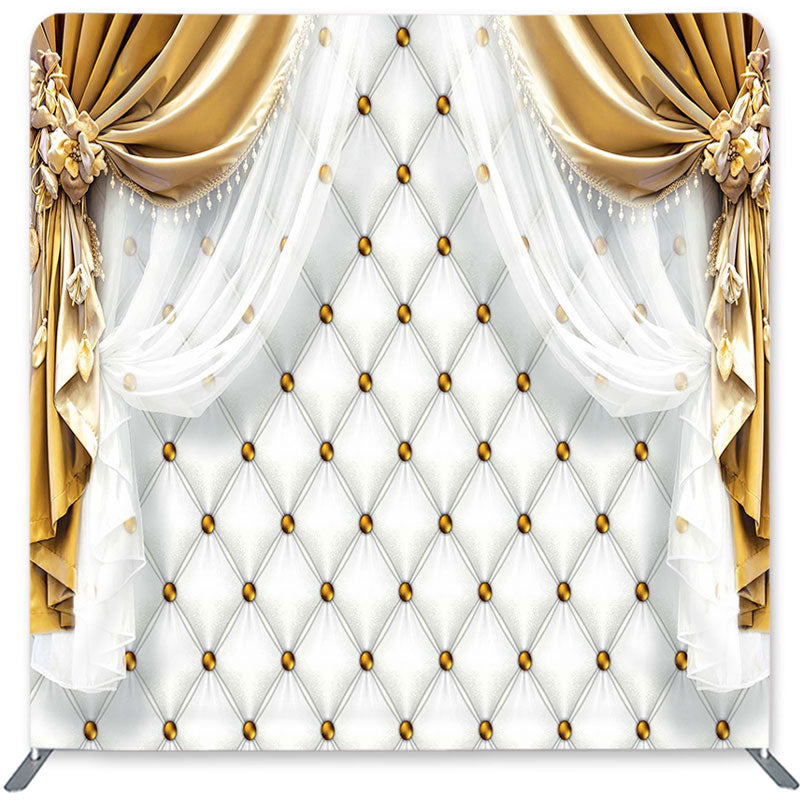 Lofaris Gold White Curtain Double-Sided Backdrop for Birthday