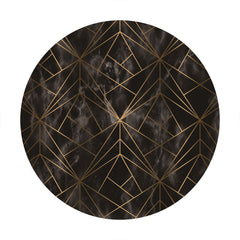 Lofaris Golden And Black Geometric Patterns Circle Backdrop