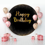Load image into Gallery viewer, Lofaris Golden And Black Glitter Round Happy Birthday Backdrop