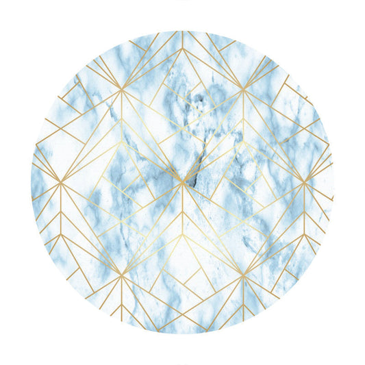 Lofaris Golden And Blue Geometric Patterns Round Backdrop