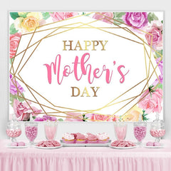 Lofaris Golden And Floral Happy Mothers Day Theme Backdrop