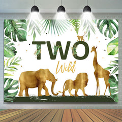 Lofaris Golden And Green Safaris Happy 2Nd Birthday Backdrop