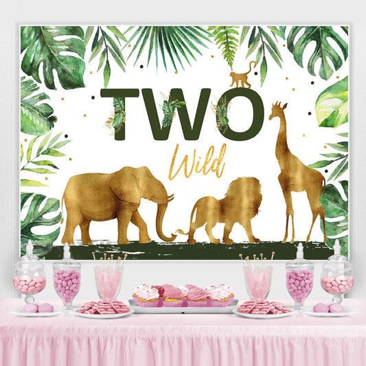 Lofaris Golden And Green Safaris Happy 2Nd Birthday Backdrop