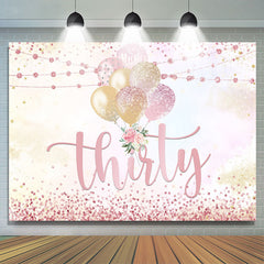Lofaris Golden and Pink Balloon Backdrop for Thirty Birthday