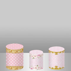 Lofaris Golden And Pink Flower Backdrop Cake Table Cover Kit